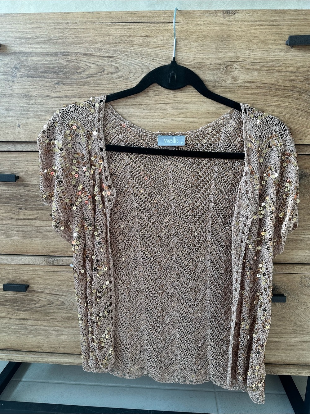 Wallis Taupe Sequin Crochet Cardigan